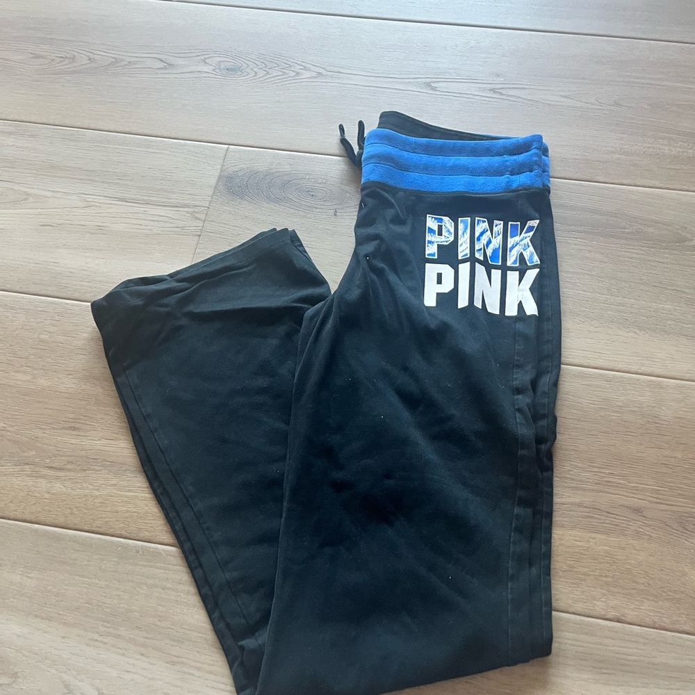 Victoria's Secret Black Yoga Pants with Blue Trim